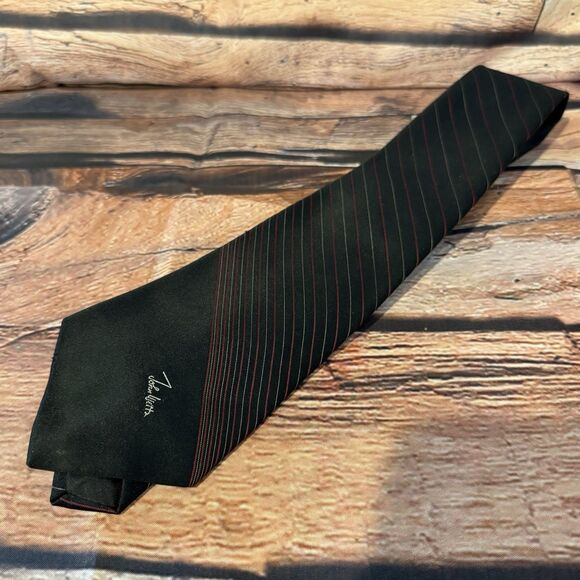 John Weitz Necktie Men’s Striped Black Classic 57” Polyester Silk Tie Executive - Picture 1 of 5